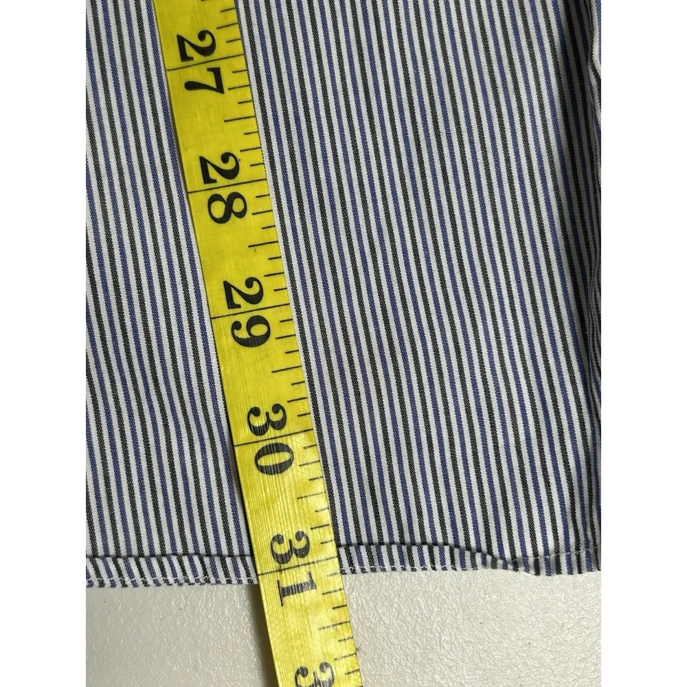 Polo‎ Ralph Lauren Button Down Long Sleeve 17 34/35 Blue Black Stripes Estate